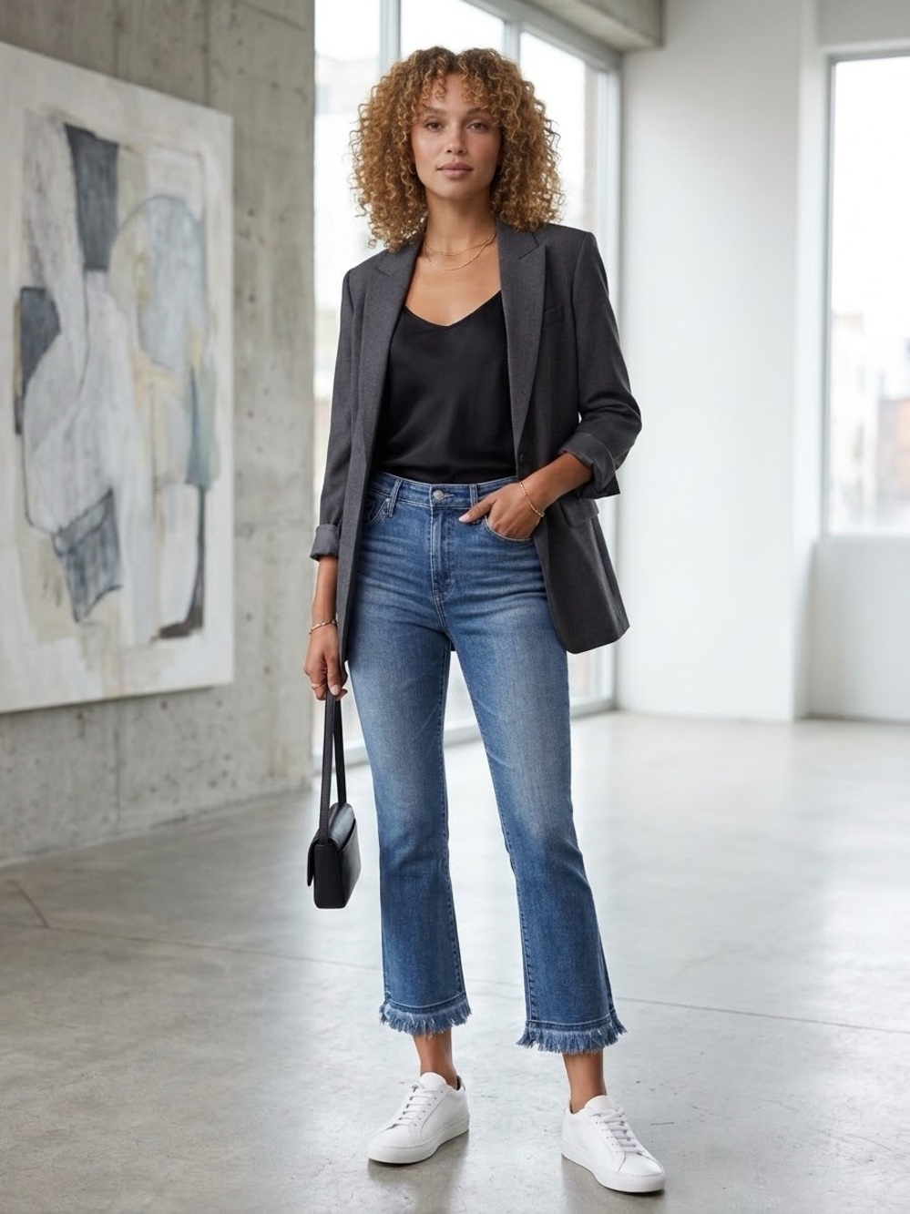 AG Adriano Goldschmied The Jodi Crop Blue Frayed-Hem Jeans Size: 25R